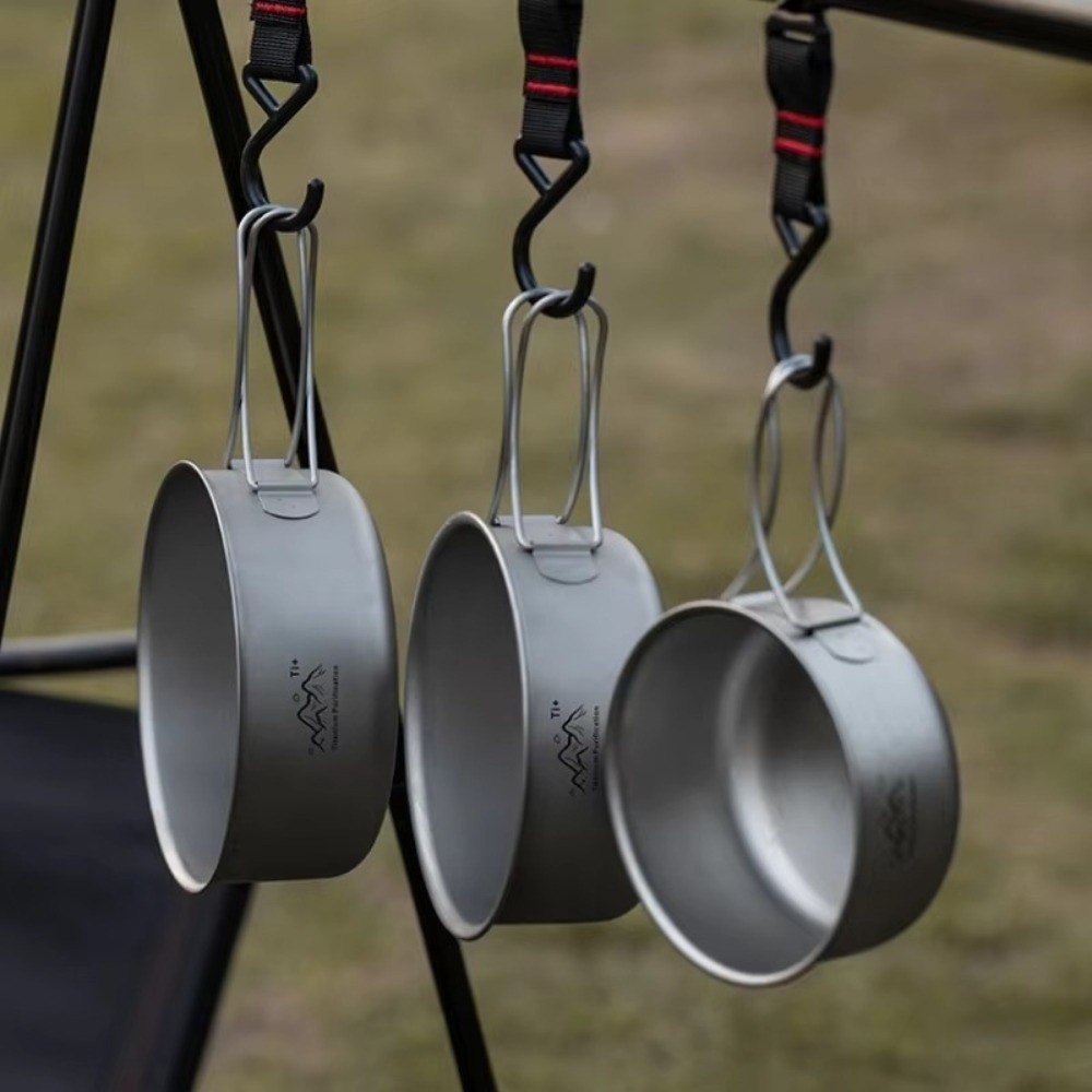 Camping Cooking Noodles - Outdoor Ultralight Camping Pot Titanium Foldable