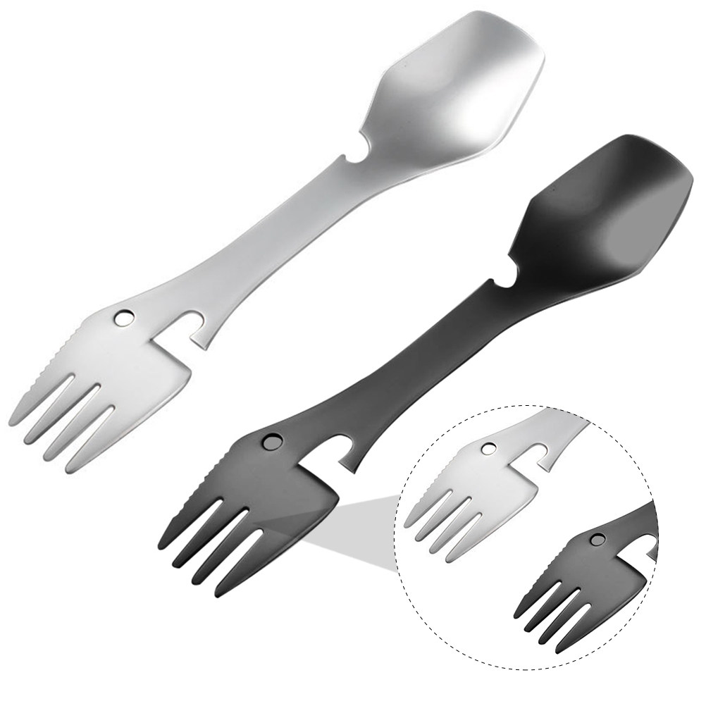 Camp Spork Set - 2Pcs Multifunctional 5-in-1 Stainless Steel Utensil