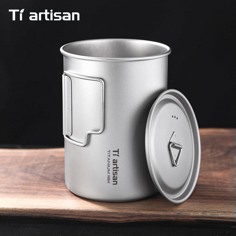 Camping Cooking Accessories - Tiartisan 750ml/ 900ml Titanium Foldable Handle