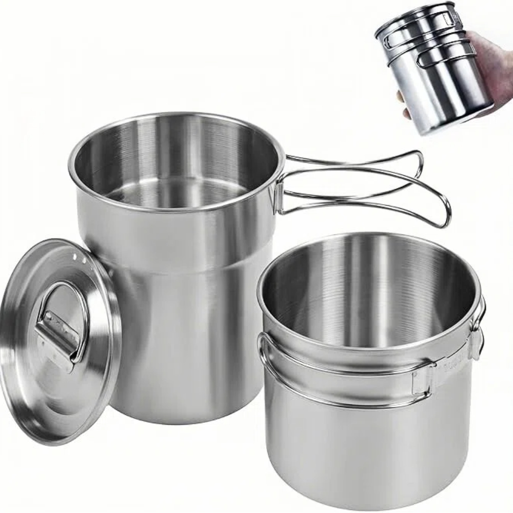 Foldable Camping Cups Mugs Cam - Camping Cooking Pot Stainless Steel ulasan dan harga