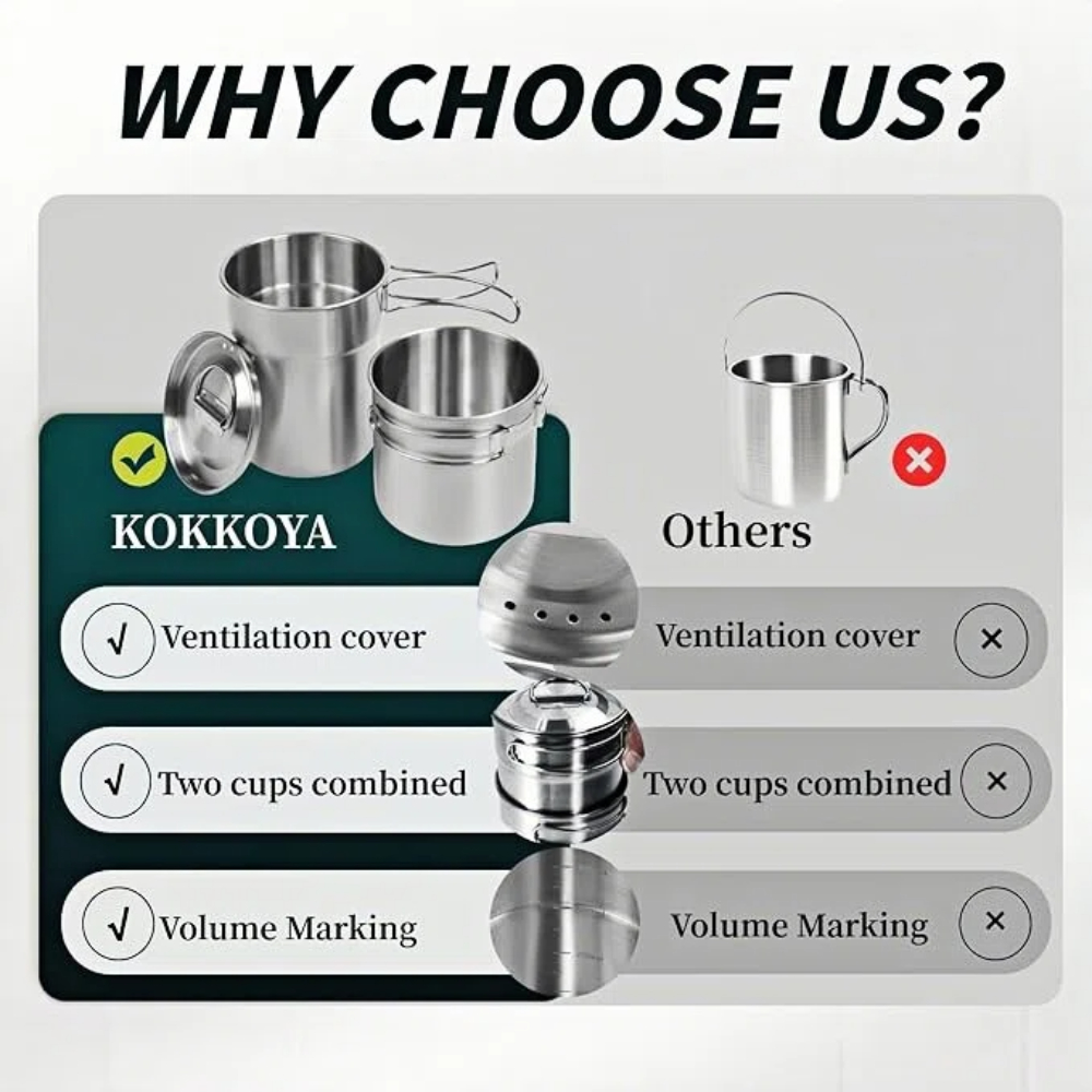 Foldable Camping Cups Mugs Cam - Camping Cooking Pot Stainless Steel ulasan dan harga