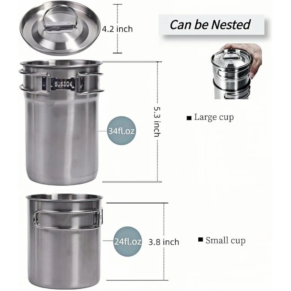 Foldable Camping Cups Mugs Cam - Camping Cooking Pot Stainless Steel ulasan dan harga