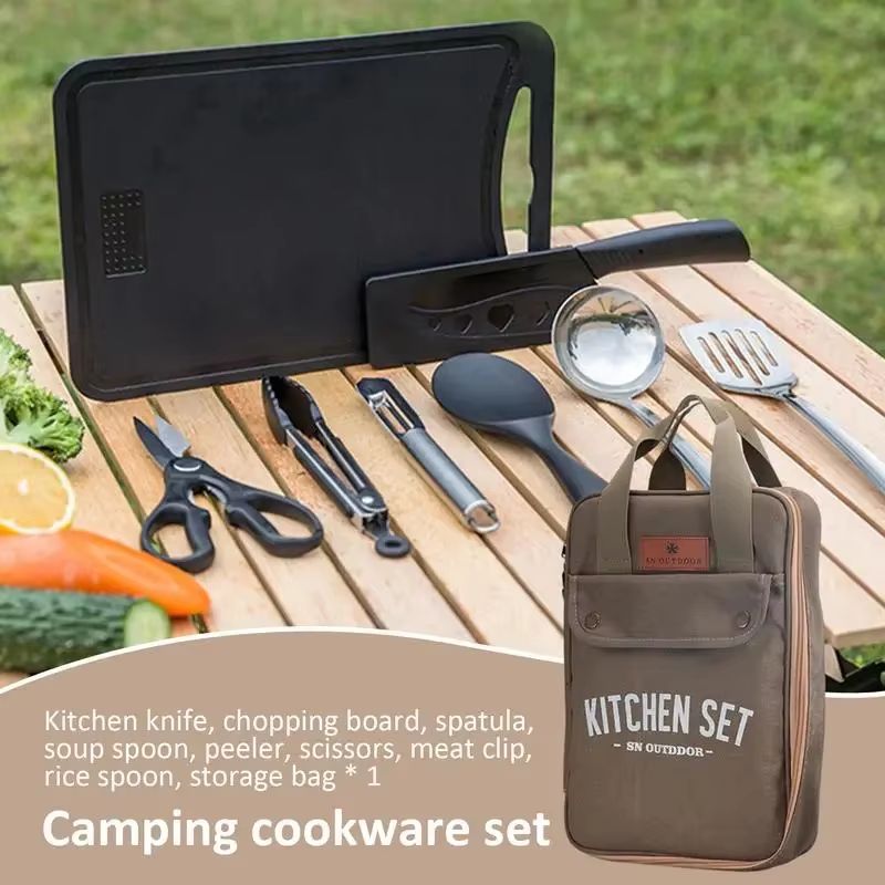 8pcs Camping Kitchen Cookware  - Camping Cooking Bag ulasan dan harga