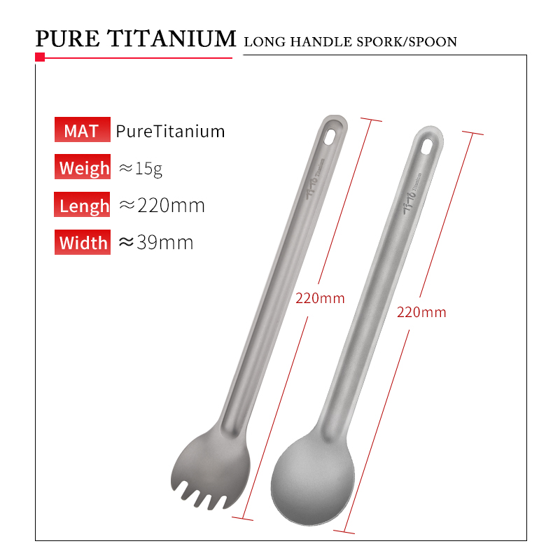 TiTo Titanium Spork Spoon Long - Camping Cooking Accessories ulasan dan harga