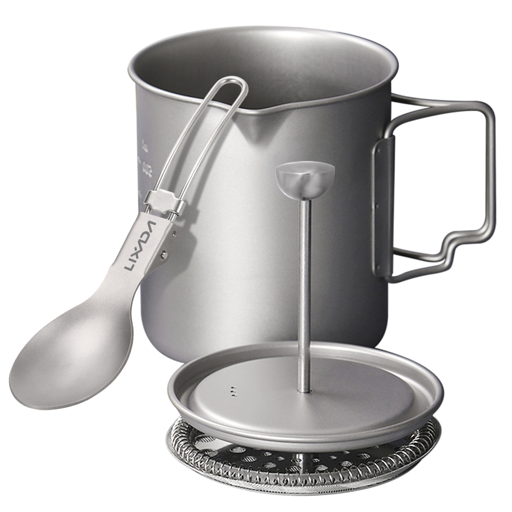 Lixada 750ml Titanium Coffee C - Camping Cooking Pot Stainless Steel ulasan dan harga
