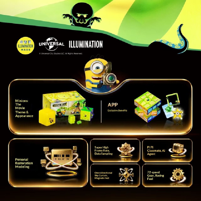 TOMY GAN Minions Magnetic 3X3  - Fire Starter Cube ulasan dan harga