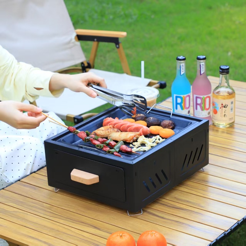 Portable Charcoal BBQ Grill Sq - Camping Cooking ulasan dan harga