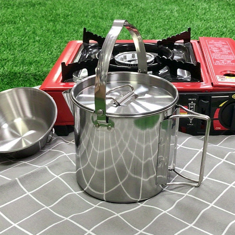 1PC Compact and Portable 1.2L  - Camping Cooking Pot Stainless Steel ulasan dan harga