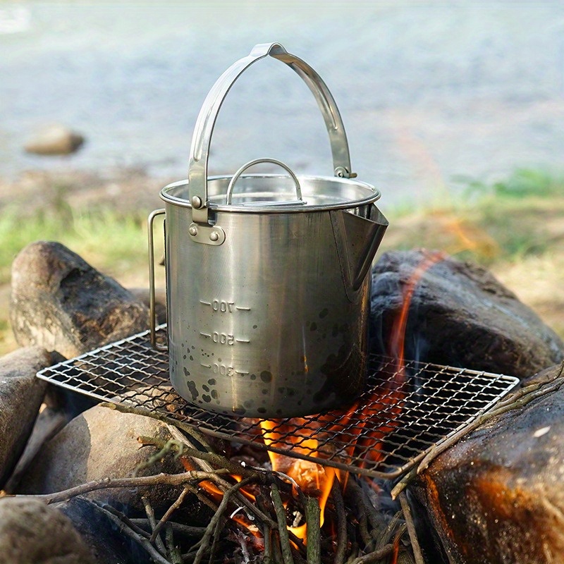 1PC Compact and Portable 1.2L  - Camping Cooking Pot Stainless Steel ulasan dan harga