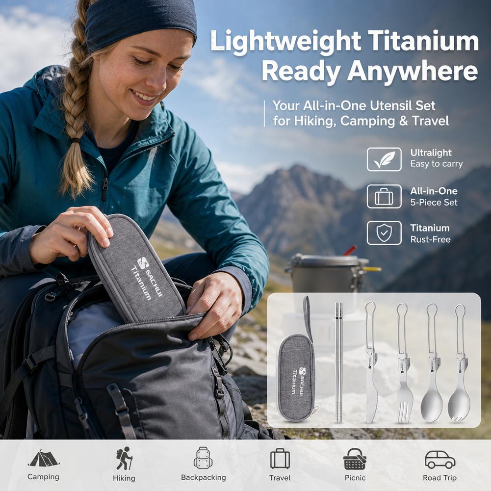 Titanium Camping Spork Cutlery - Camp Spork Set ulasan dan harga