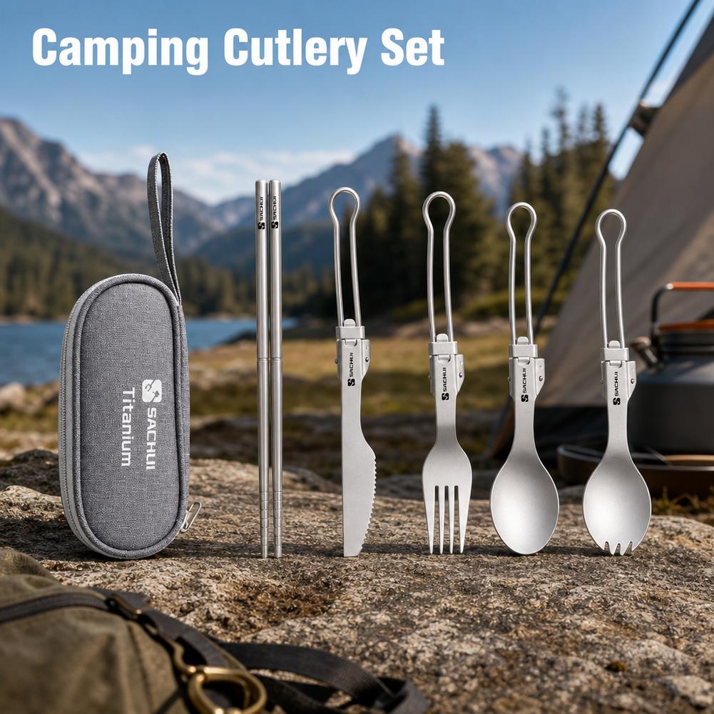 Titanium Camping Spork Cutlery - Camp Spork Set ulasan dan harga