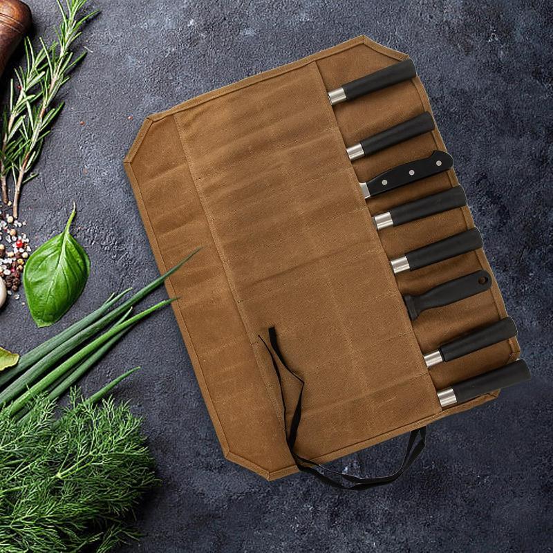 Waxed Canvas Chef Knife Roll M - Camping Cooking Bag ulasan dan harga