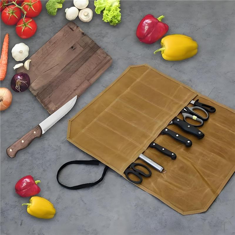 Waxed Canvas Chef Knife Roll M - Camping Cooking Bag ulasan dan harga