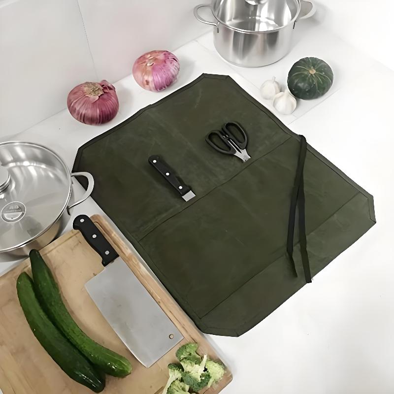 Waxed Canvas Chef Knife Roll M - Camping Cooking Bag ulasan dan harga