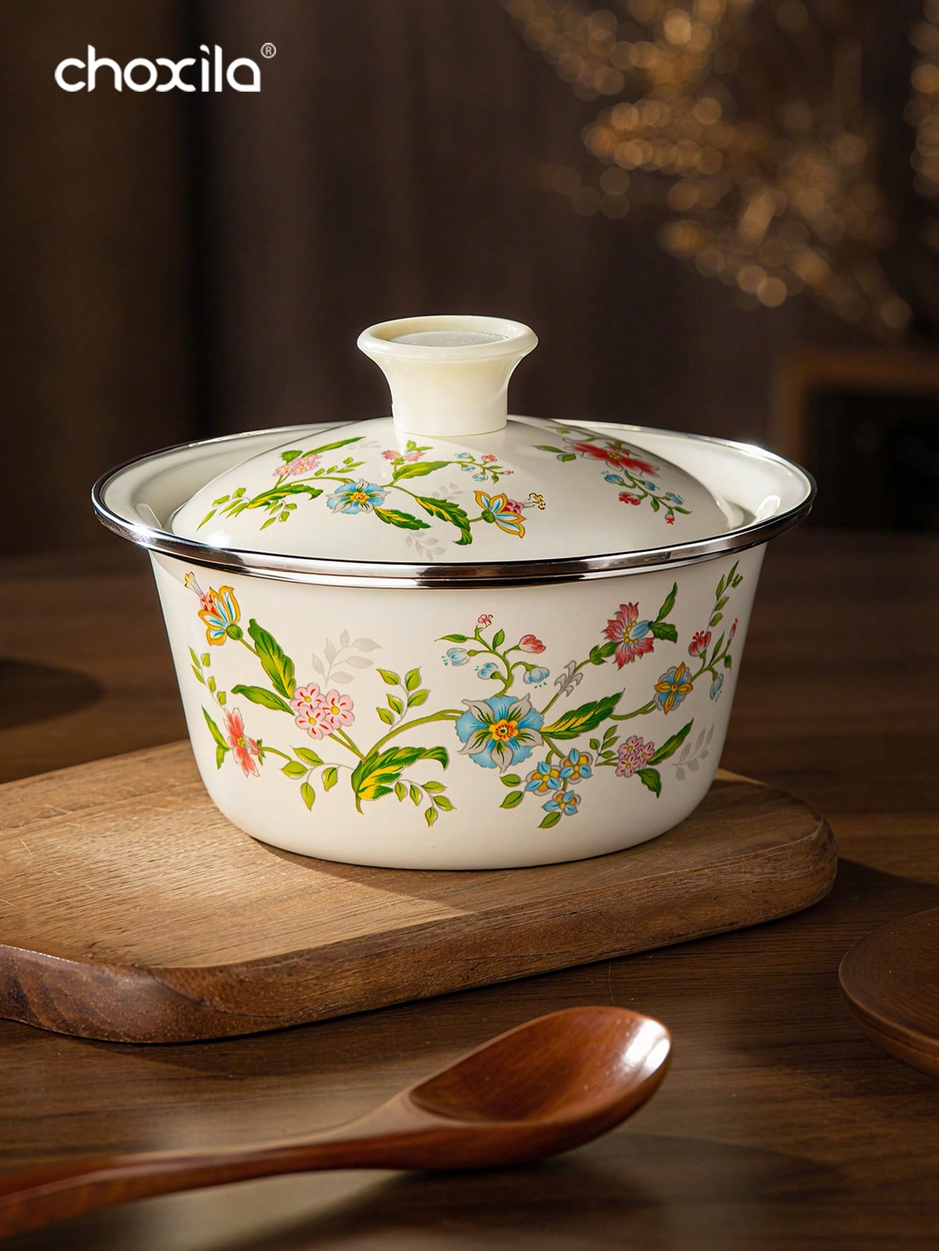 1pc Enamel-Patterned Rice Bowl - Camping Cooking Noodles ulasan dan harga
