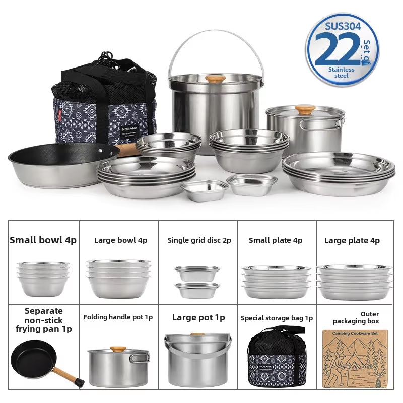 NOBANA Newest Outdoor Stainles - Camping Cooking Pot Stainless Steel ulasan dan harga