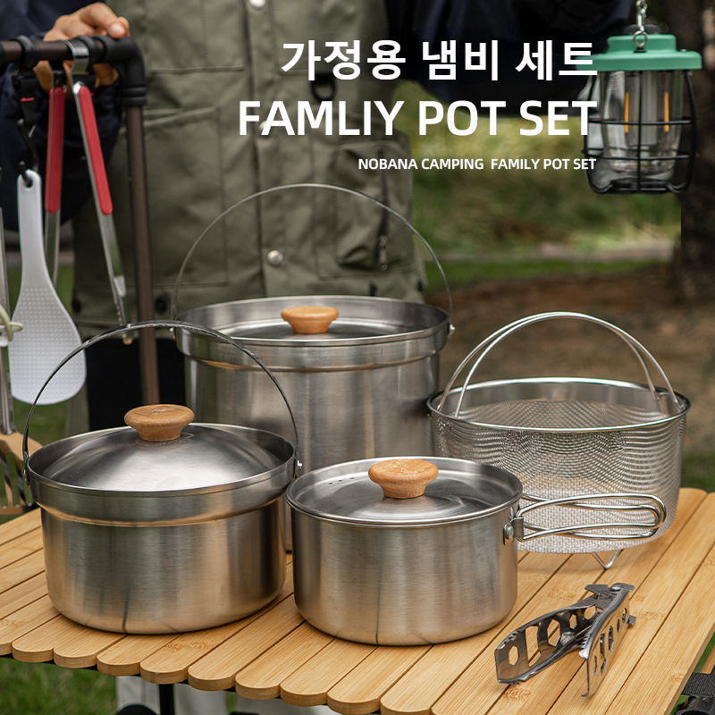 NOBANA Newest Outdoor Stainles - Camping Cooking Pot Stainless Steel ulasan dan harga