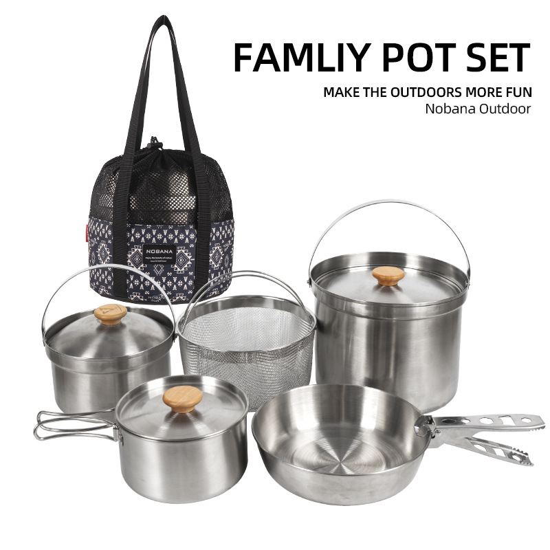 NOBANA Newest Outdoor Stainles - Camping Cooking Pot Stainless Steel ulasan dan harga