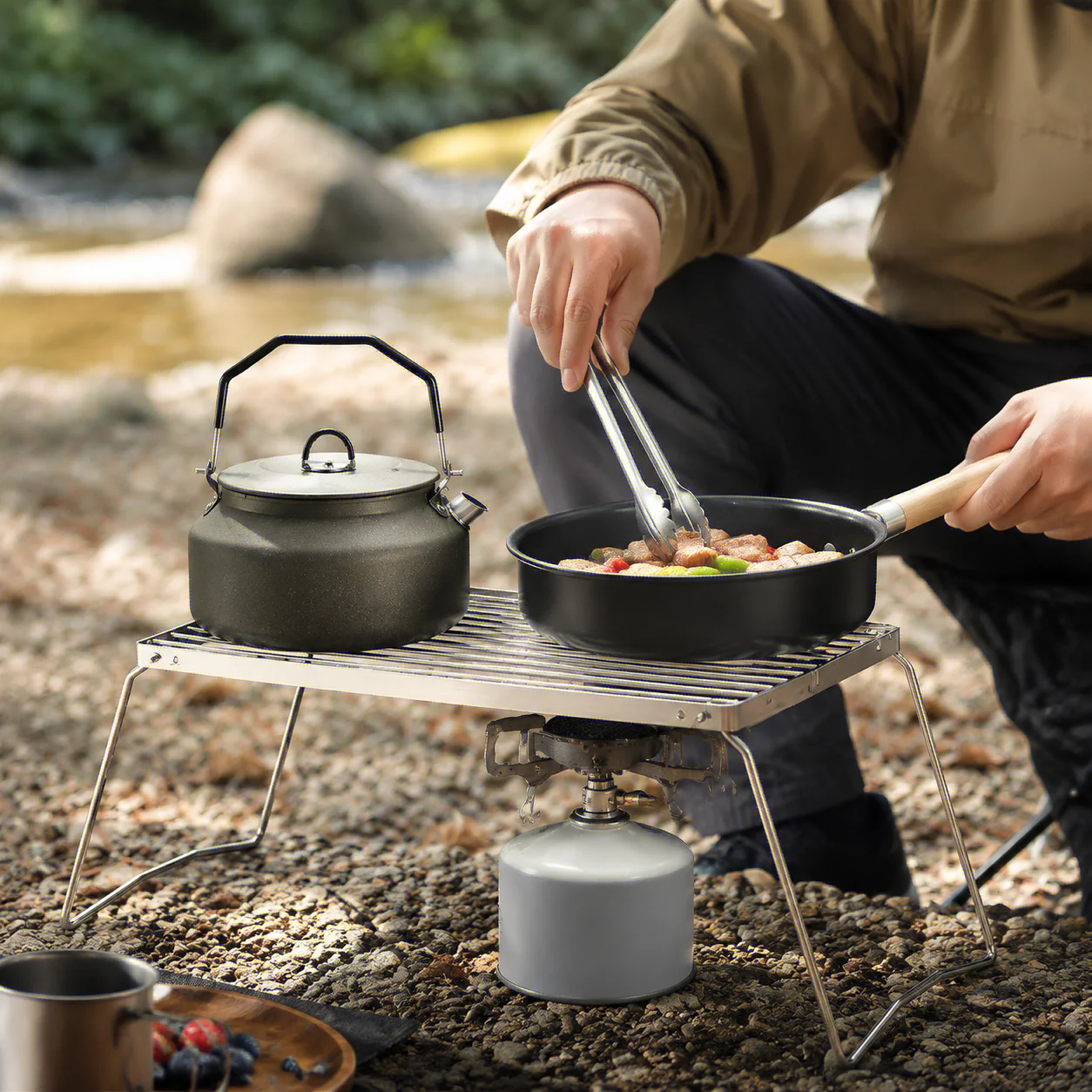 Folding Campfire Grill Grate O - Camping Cooking Open Fire ulasan dan harga
