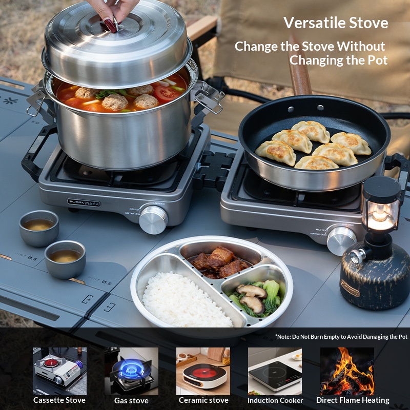 BUERK Outdoor Camping Steamer  - Camping Cooking Pot Stainless Steel ulasan dan harga